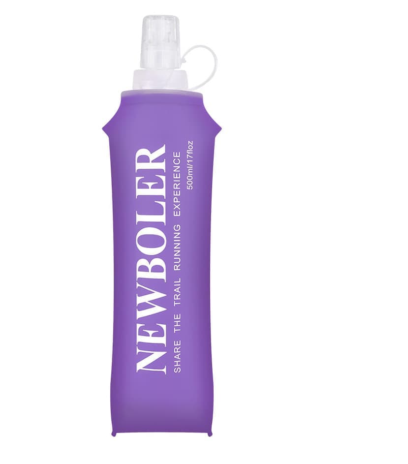500ml Foldable Water Bottle BPA-Free Soft Bottle for Marathons Camping Hiking, 500ml, Purple