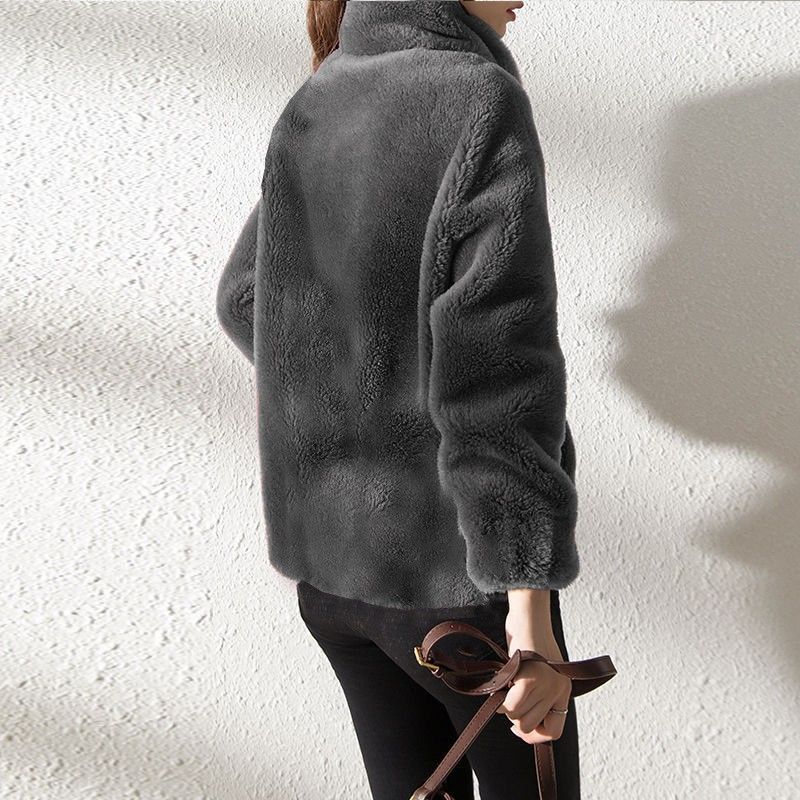 Women's Faux Fur Jacket | Trendy & Warm Coat - Red - Size L(AU L/EU50) โ image 2
