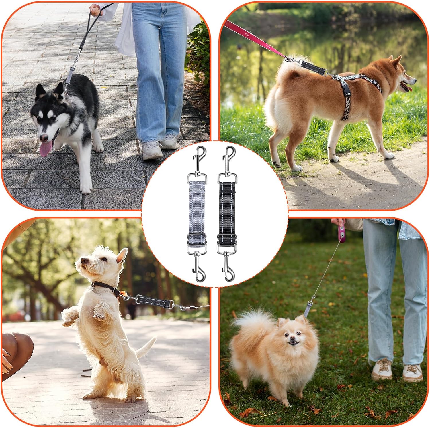 2 PCS Prong Collar Safety Clip Leash to Prong Collar Connector Dog Leash Connector Harness to Collars Safety Clip Reflective Double Ended Backup Clasp for Dog โ image 6