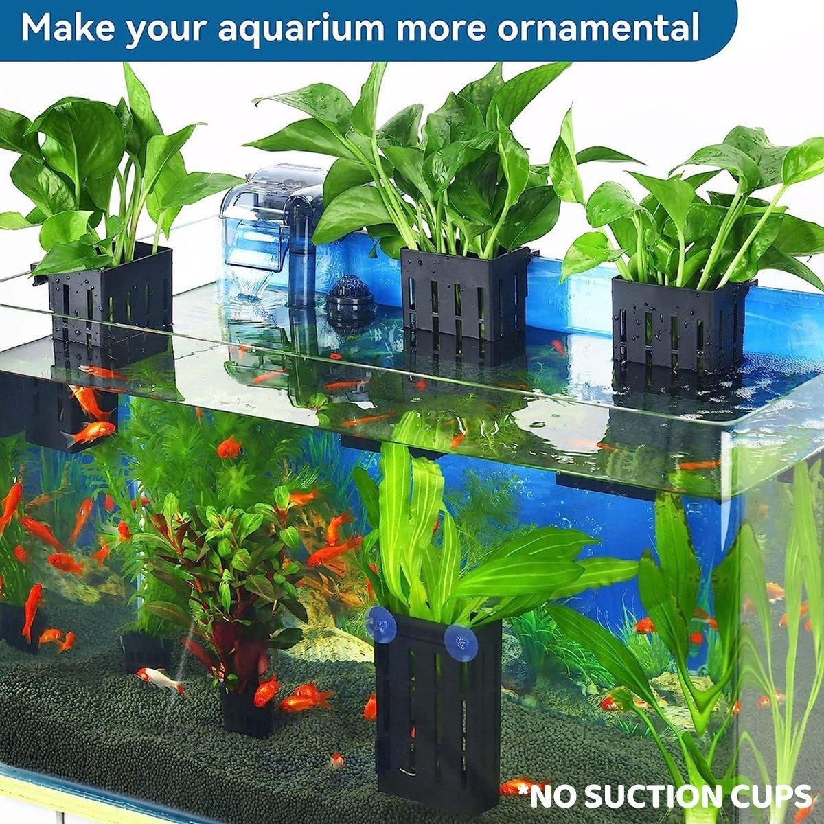 Hydroponic Plant Storage Rack Fish Tank Decoration Square Aquarium Basket Holder - White โ image 5