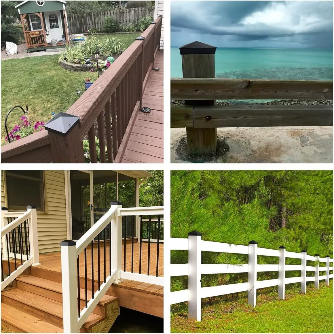 4x4 column caps (actual 3.5 "x 3.5") for wooden columns, durable powder coated fence caps for decks, terraces, and fences, weather resistant and rust — image 4