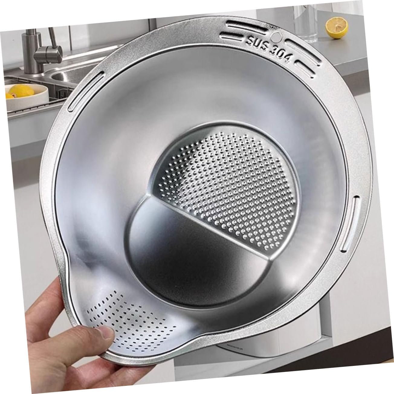 2-Piece Stainless Steel Rice Washing Strainer Set with Thickened Fine Mesh for Fruits Vegetables Easy to Clean Kitchen Colander — image 4