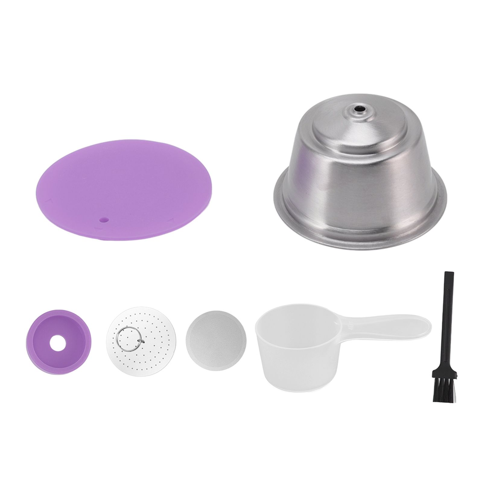 Stainless Steel Refill Coffee Capsules Reusable Coffee Filter Cup Set with Powder Cover for Dolce Gusto Purple โ image 3