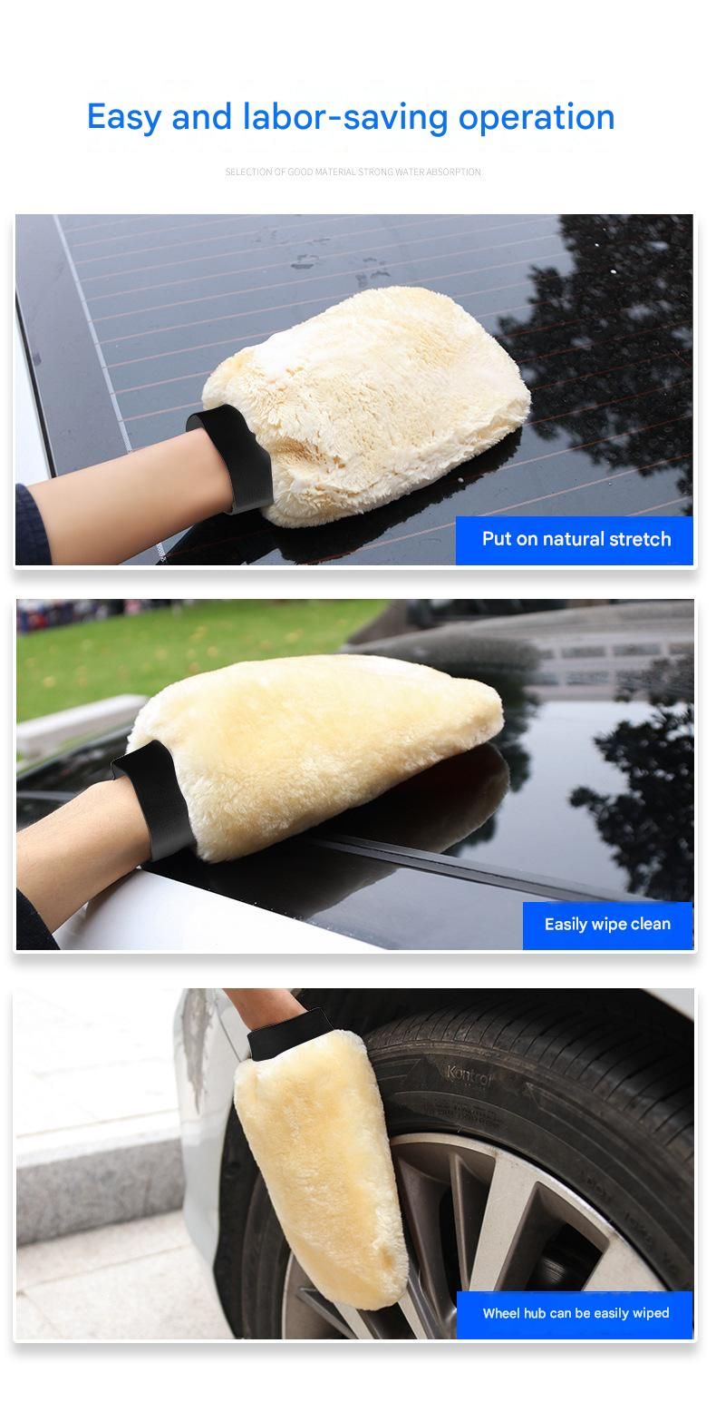 2-piece Beige Microfiber Car Wash Mitt - Double Sided Imitation Sheepskin Wash Glove, Scratch Free Paint Safe Cleaning Tool for Car Detailing, Waxing โ image 5