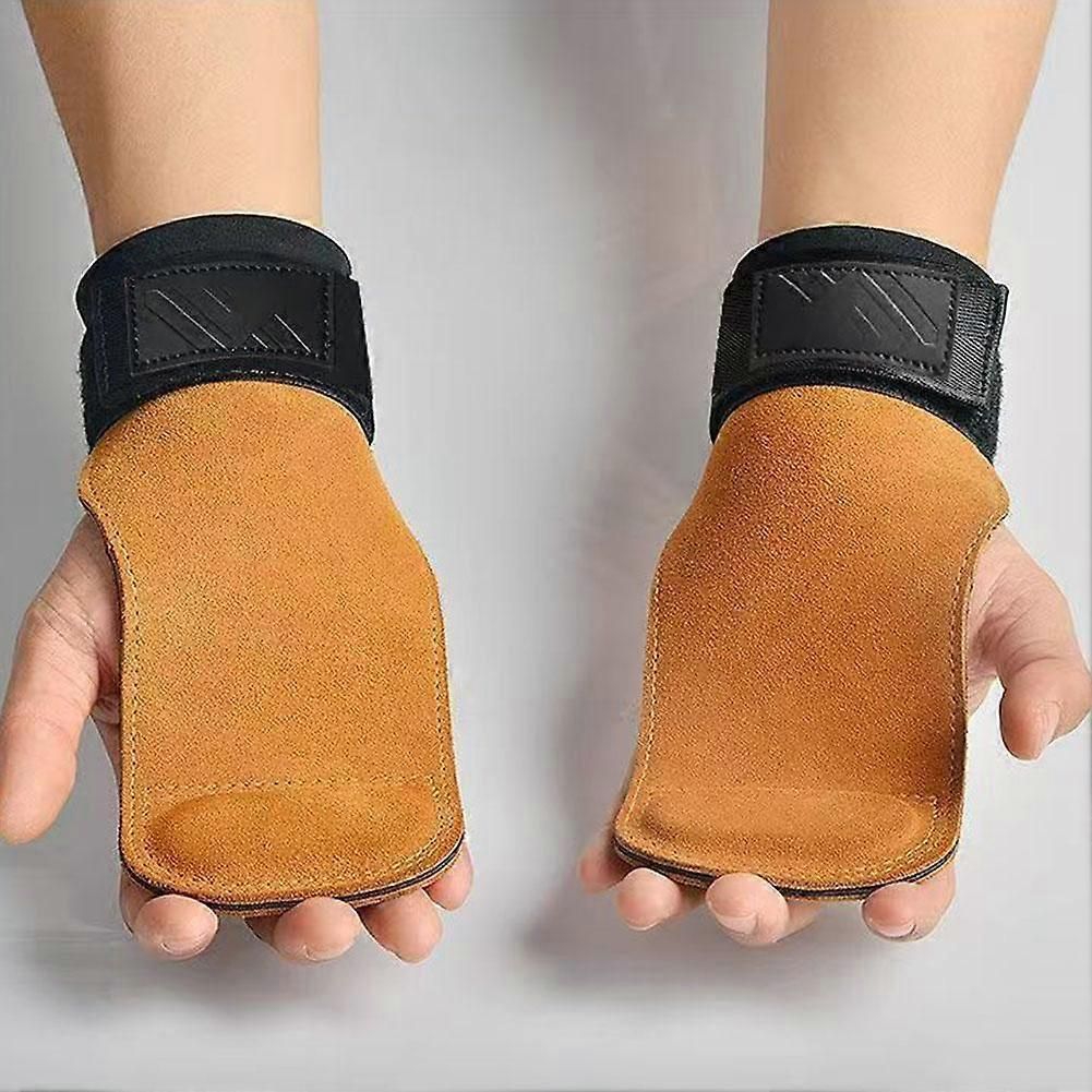Weightlifting Wrist Hand Grips Leather Palm Protection With Padded Wrist Wrap โ image 3