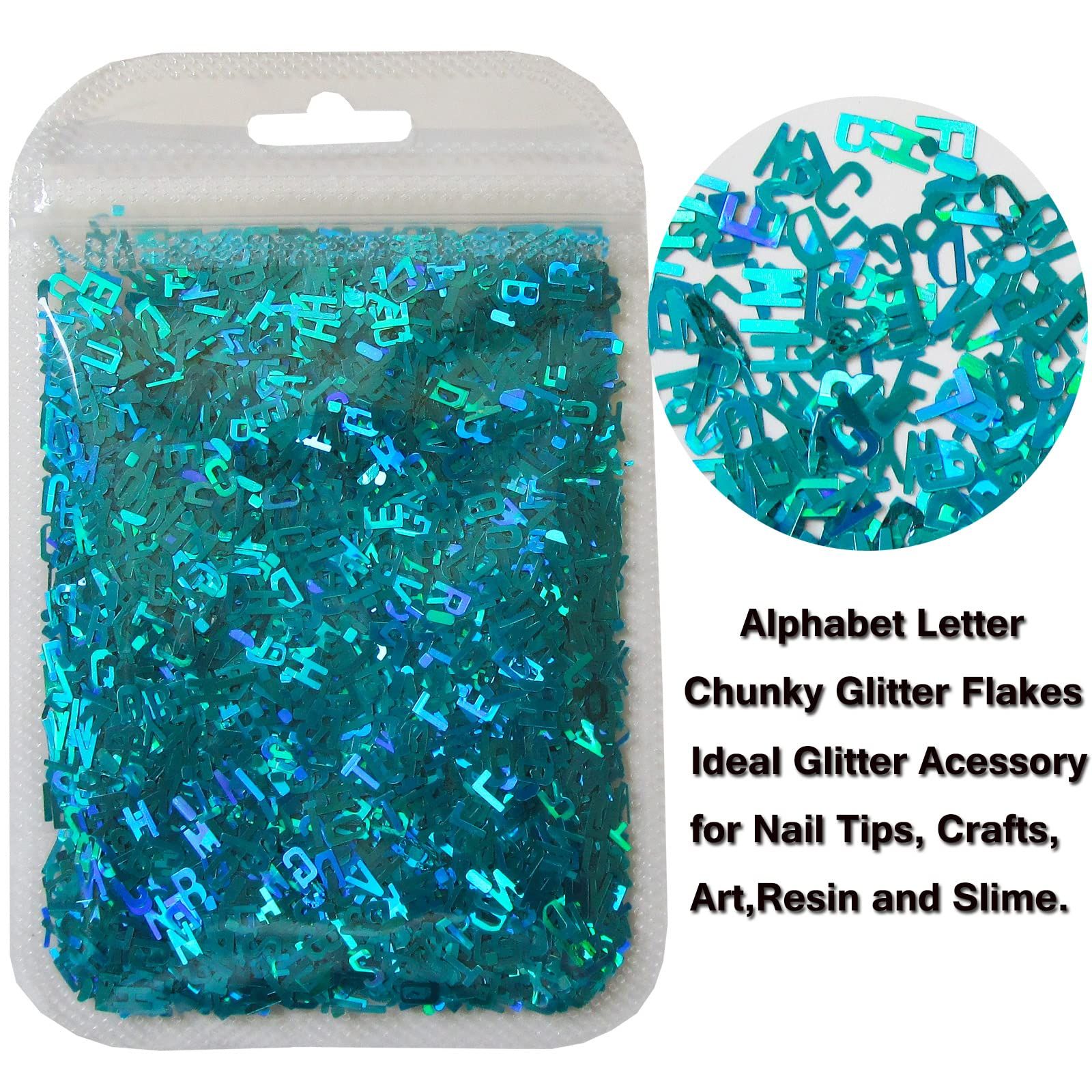 8 Colors Holographic Letter Chunky Glitter Flakes Number Shaped Confetti Sparkles Nail Sticker Manicure Decor โ image 2