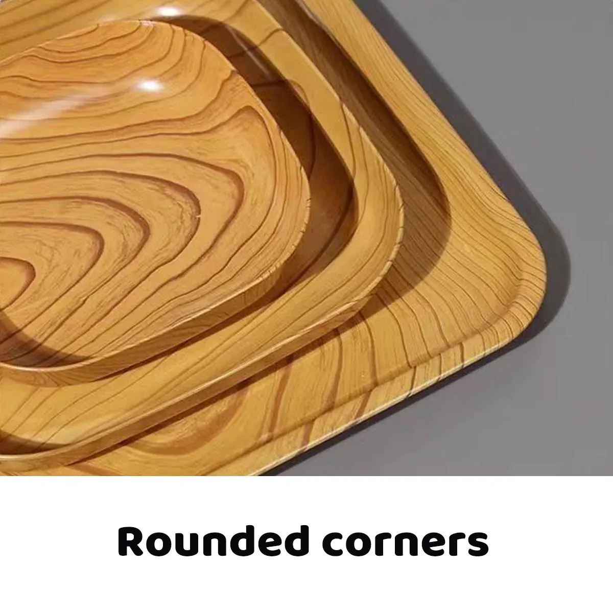 Snack Serving Tray Set Wood Grain Organiser Platter with Base Multi Compartment โ image 6