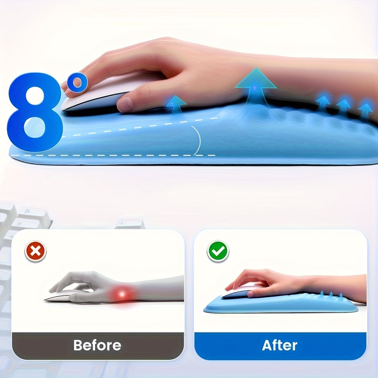 Gray Vaydeer Ergonomic Mouse Pad with Cushioned Wrist Rest and Smooth Tracking Surface โ image 2