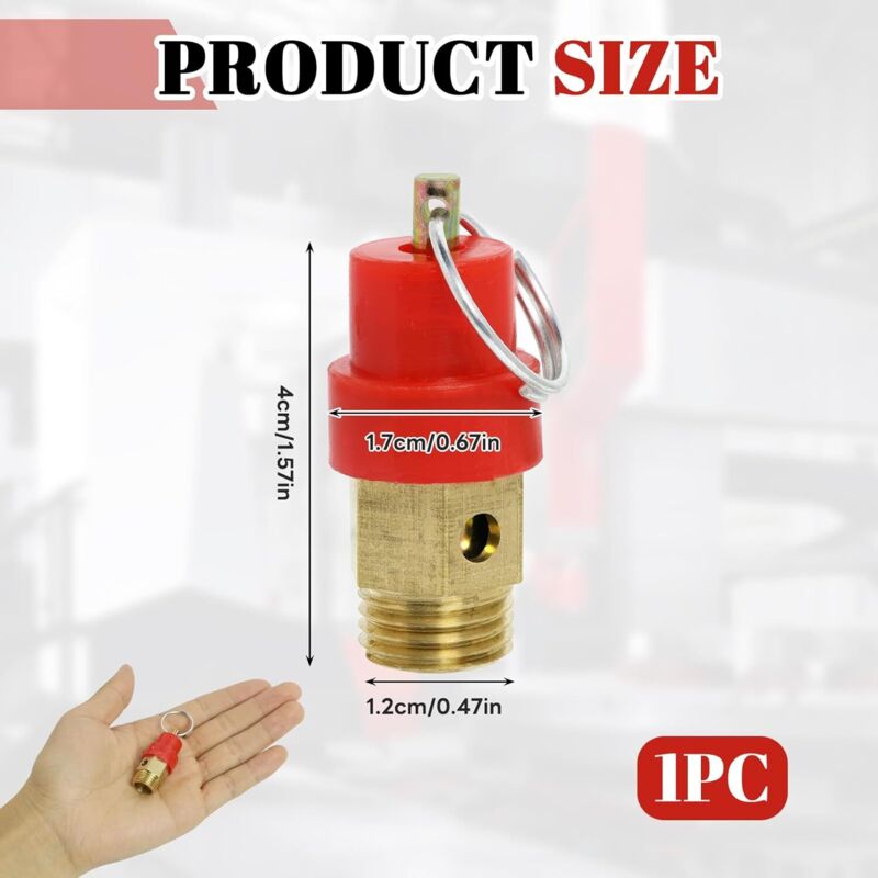 Air Compressor Safety Valve 115 PSI G1/4 Male Red Capsule 1pc Compatible with Various Brands — image 2