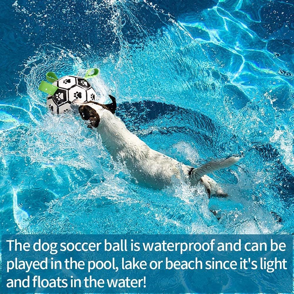 Dog Toys Soccer Ball with Straps, Interactive Dog Toys for Tug of War, Puppy Birthday Gifts, Dog Water Toy, Dog Tug (7.4 inch) — image 5