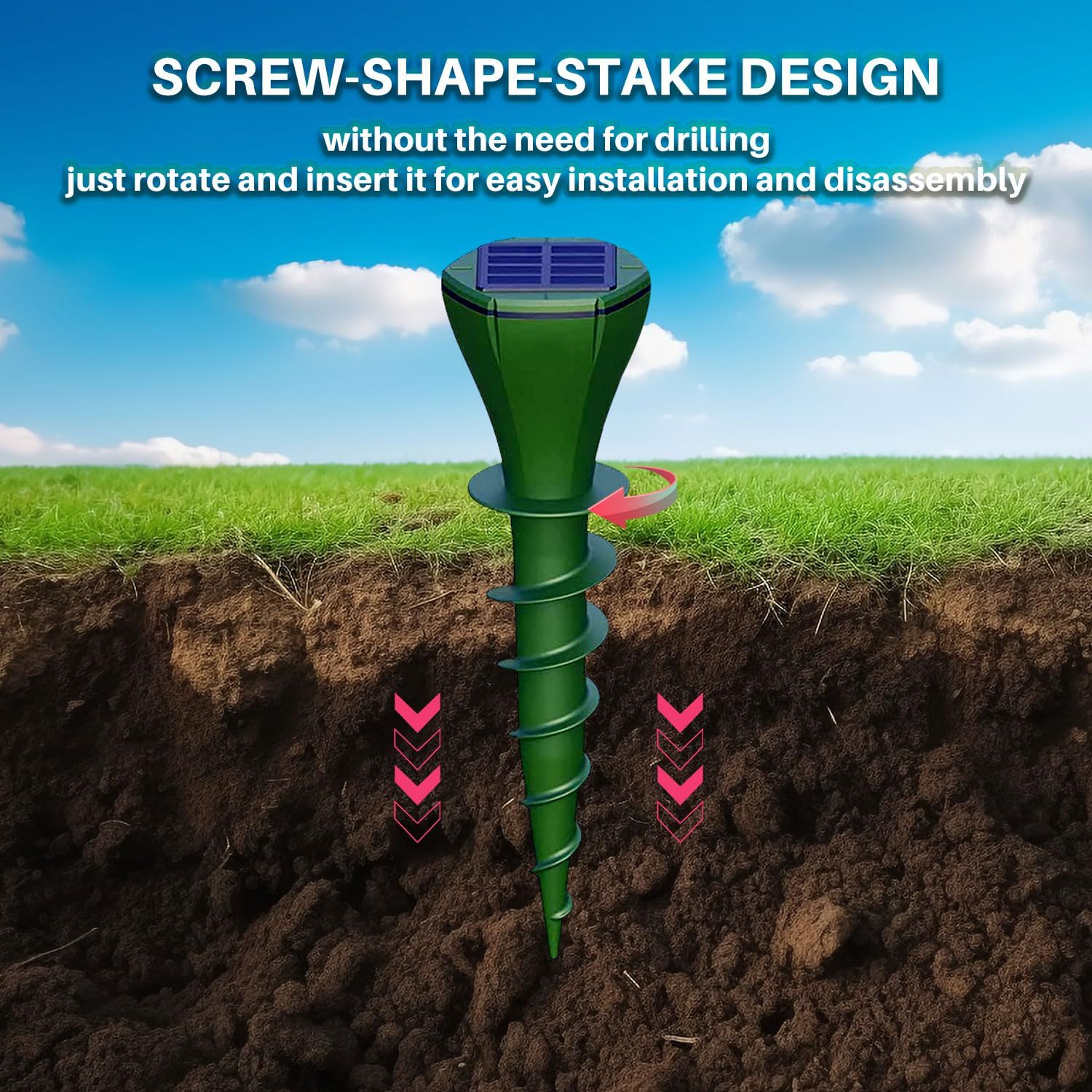 Mole Repellent for Lawns Outdoor, Mole Traps Snake Gopher Repellent, Ultrasonic Screw Vibration Stakes Deterrent for Rodent Vole โ image 5