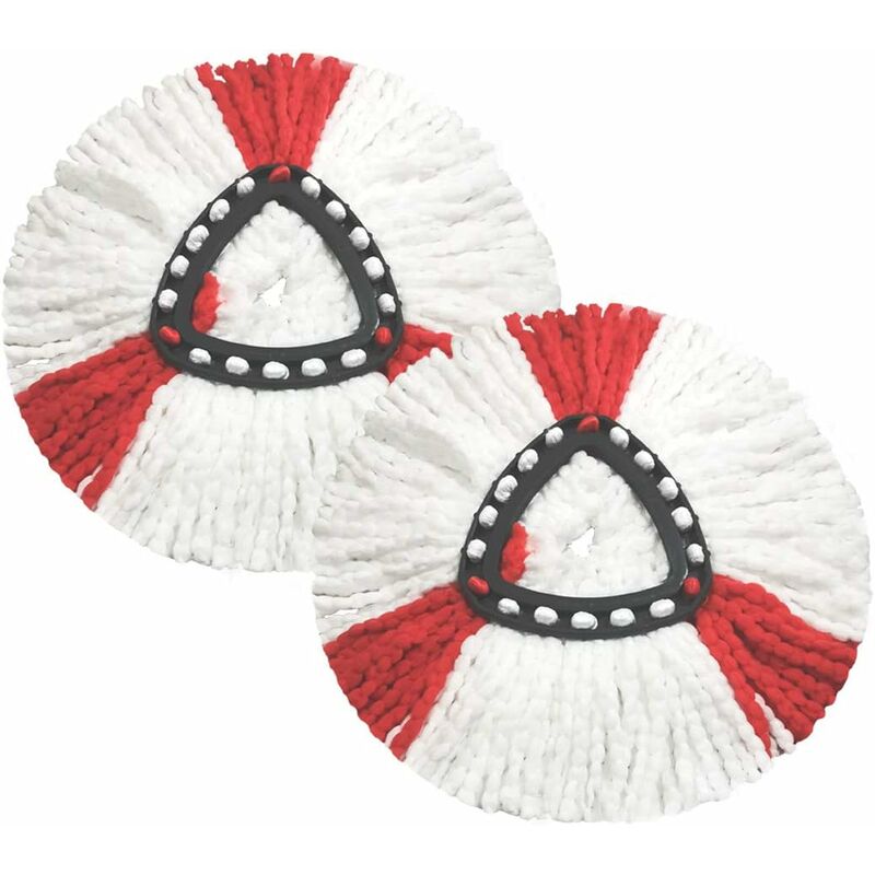 2 Pack Mop Heads Compatible With Vileda 2 In 1 Turbo Mop Replacement Head, Microfiber, Red, White