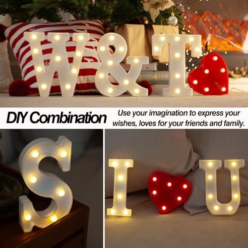 Sign letter Z, warm white, 26 letters, 10 numbers, heart and & symbol; for birthday, party, home, bar, wedding decoration; DIY word combinations; wal — image 2