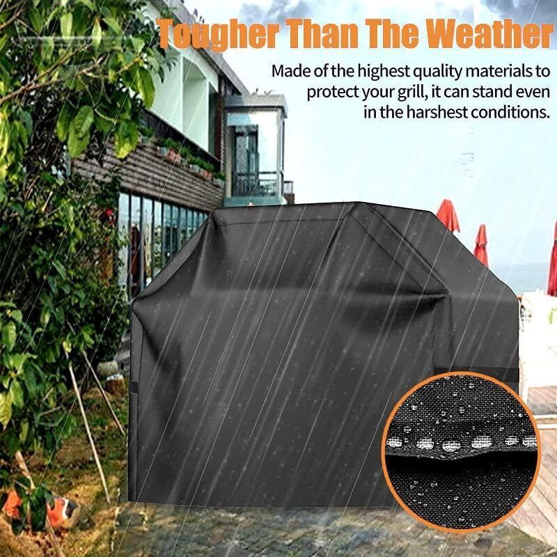 Black 210D Waterproof Gas Grill BBQ Cover Compatible with Weber Holland JennAir, 150 × 100 × 125 cm — image 2