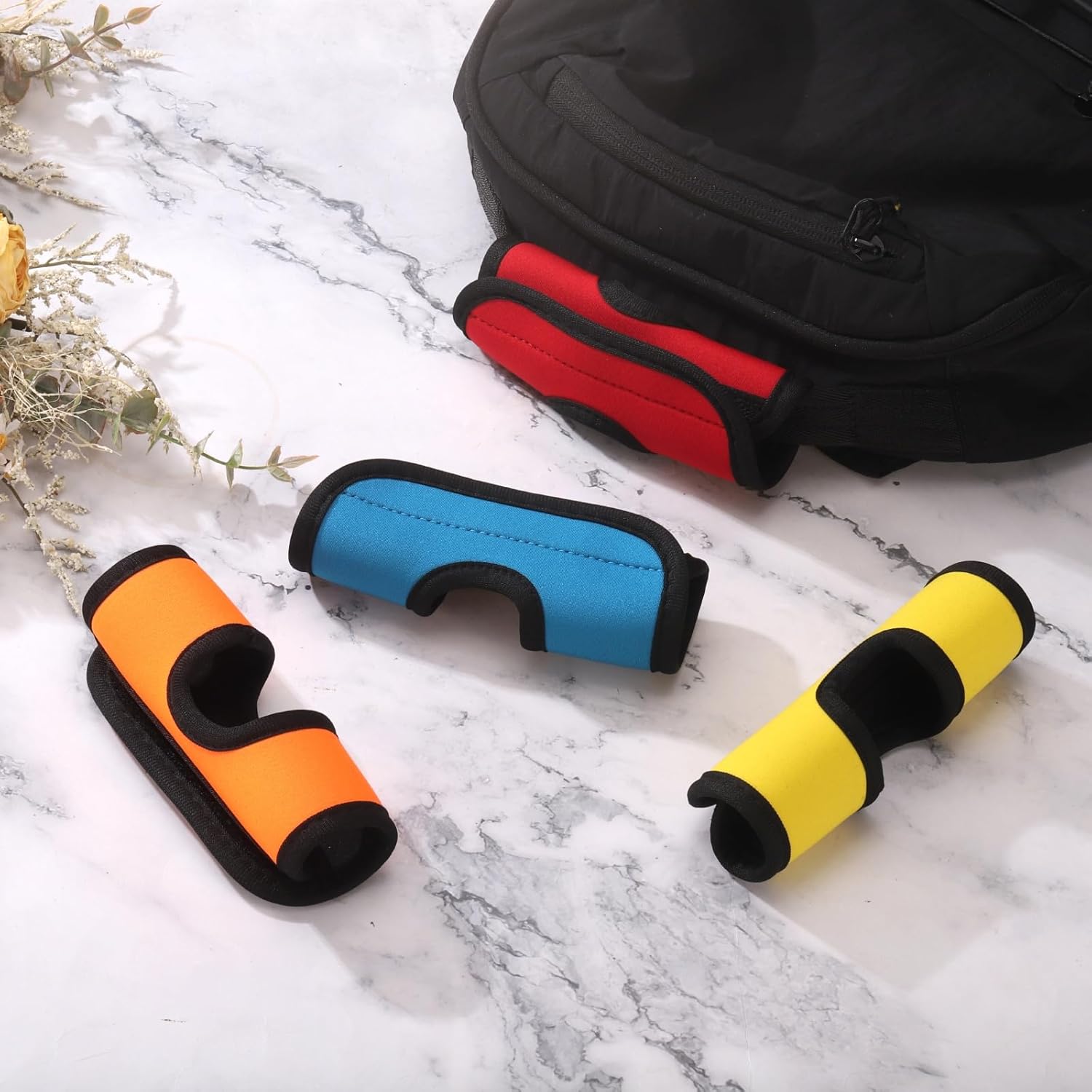 6 Pcs Luggage Handle Wrap, Hollow Neoprene Handbag Grip Cover Protector Luggage Identifiers Suitcase Handle Wraps for Luggage Suitcase Travel Bags, Yellow โ image 4