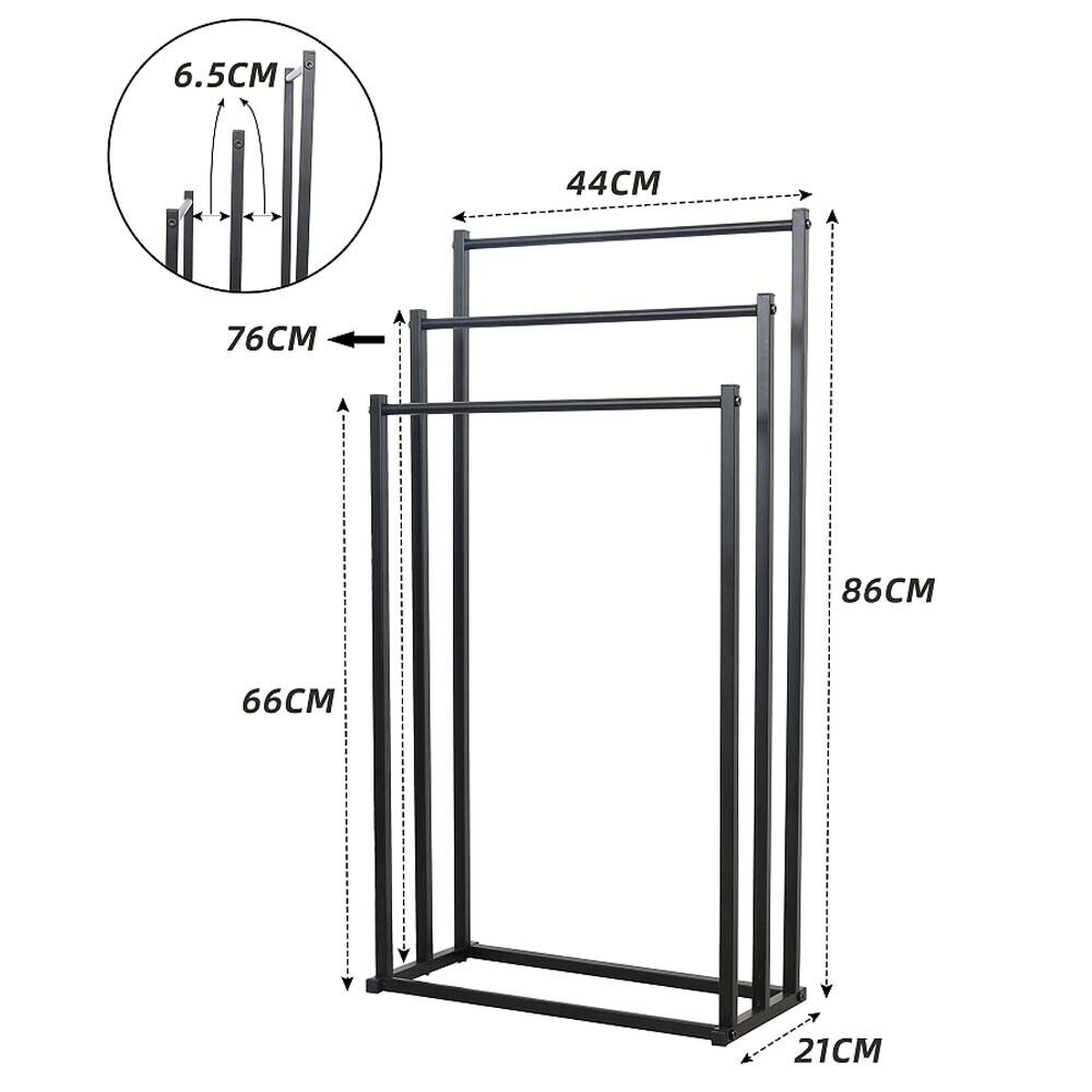 Metal Free Standing Towel Rack 3 Tier Bathroom Rail Shelf Dryer โ image 6