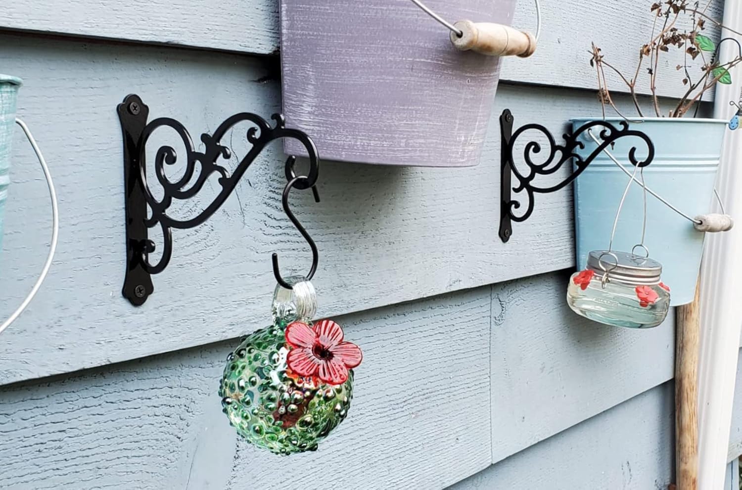 Hanging Basket Wall Planter Indoor Outdoor 5.5 × 6 Inch Black 2 Pack — image 2