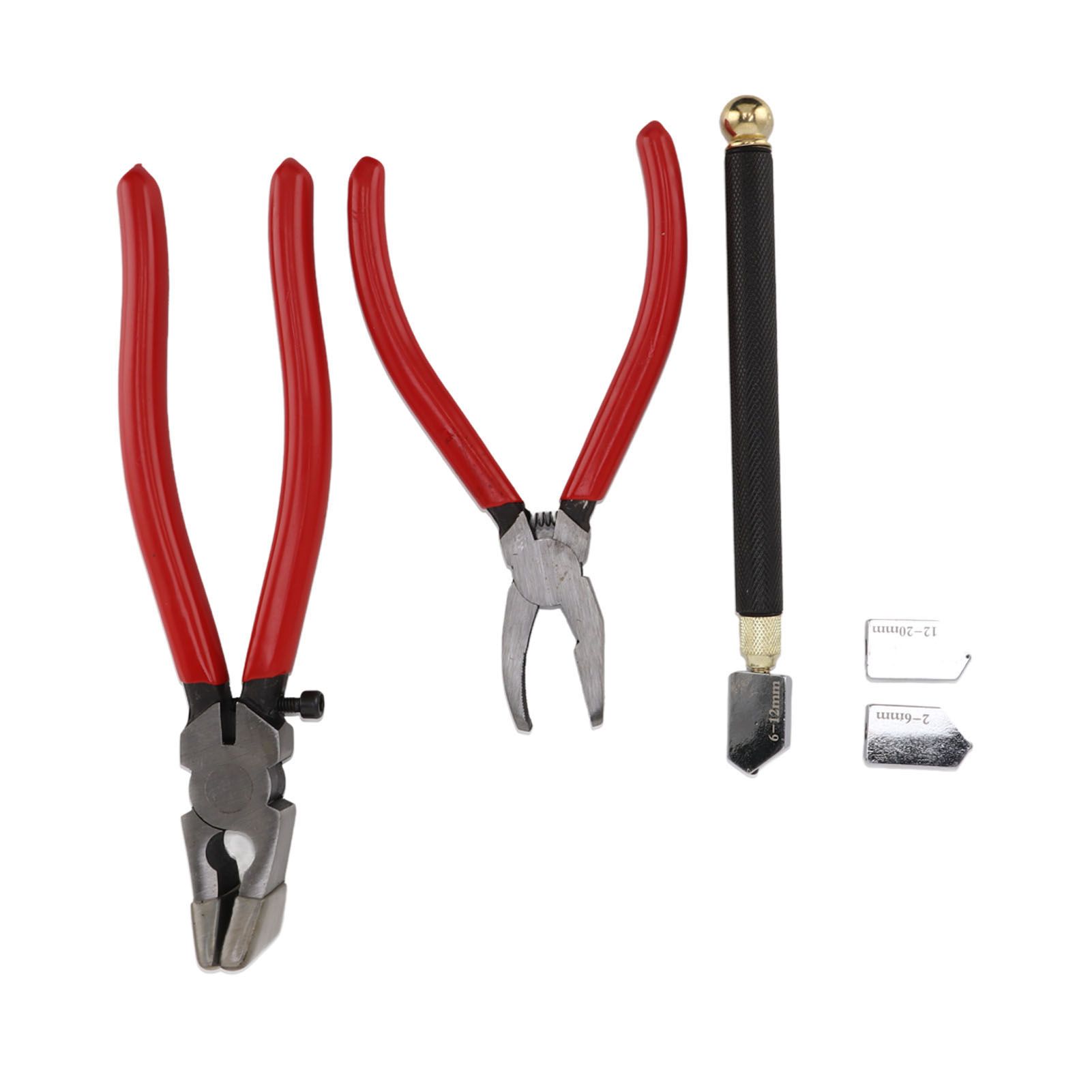 Glass Cutter Tool Kit Breaker Pliers Curve Jaw Glass Running Pliers Kit Glass Cutter Pen 2pcs Blades with Oil Dropper Screwdrive — image 3