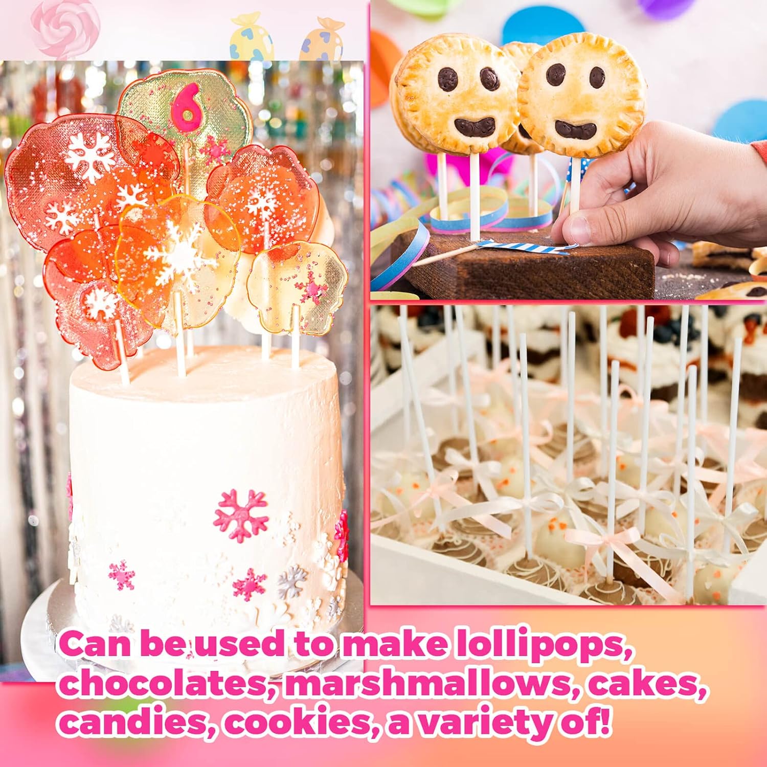600Pcs Lollipop Stick, 6IN Cake Pop Sticks with Clear Treat Bags & Gold Twist Ties, Cake Pops Making Tools for Lollipops, Candies, Chocolates Cookies — image 5