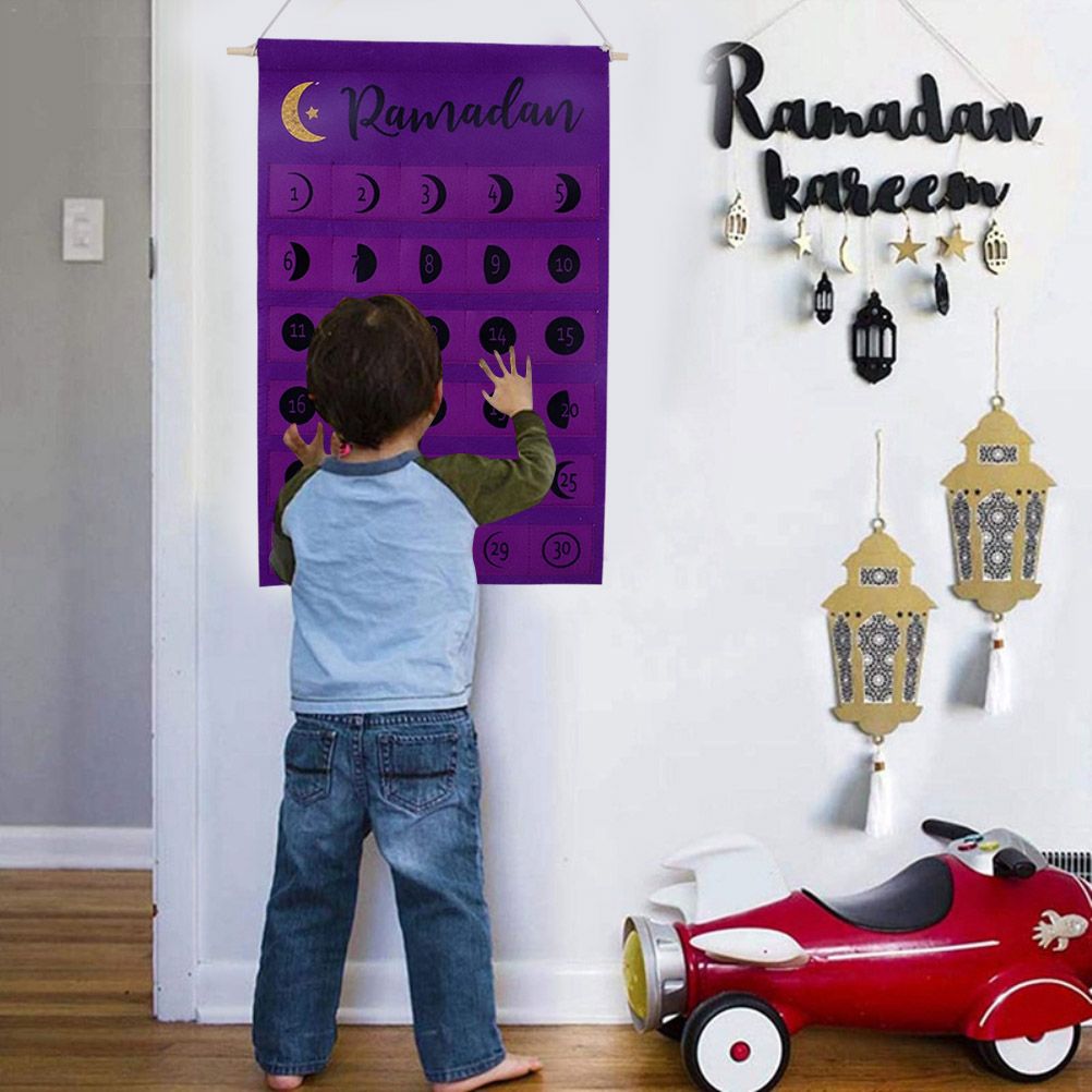 Eid Felt Fabric Countdown Calendar Mubarak Ramadan Advent Calendar Wall Decorations โ image 6