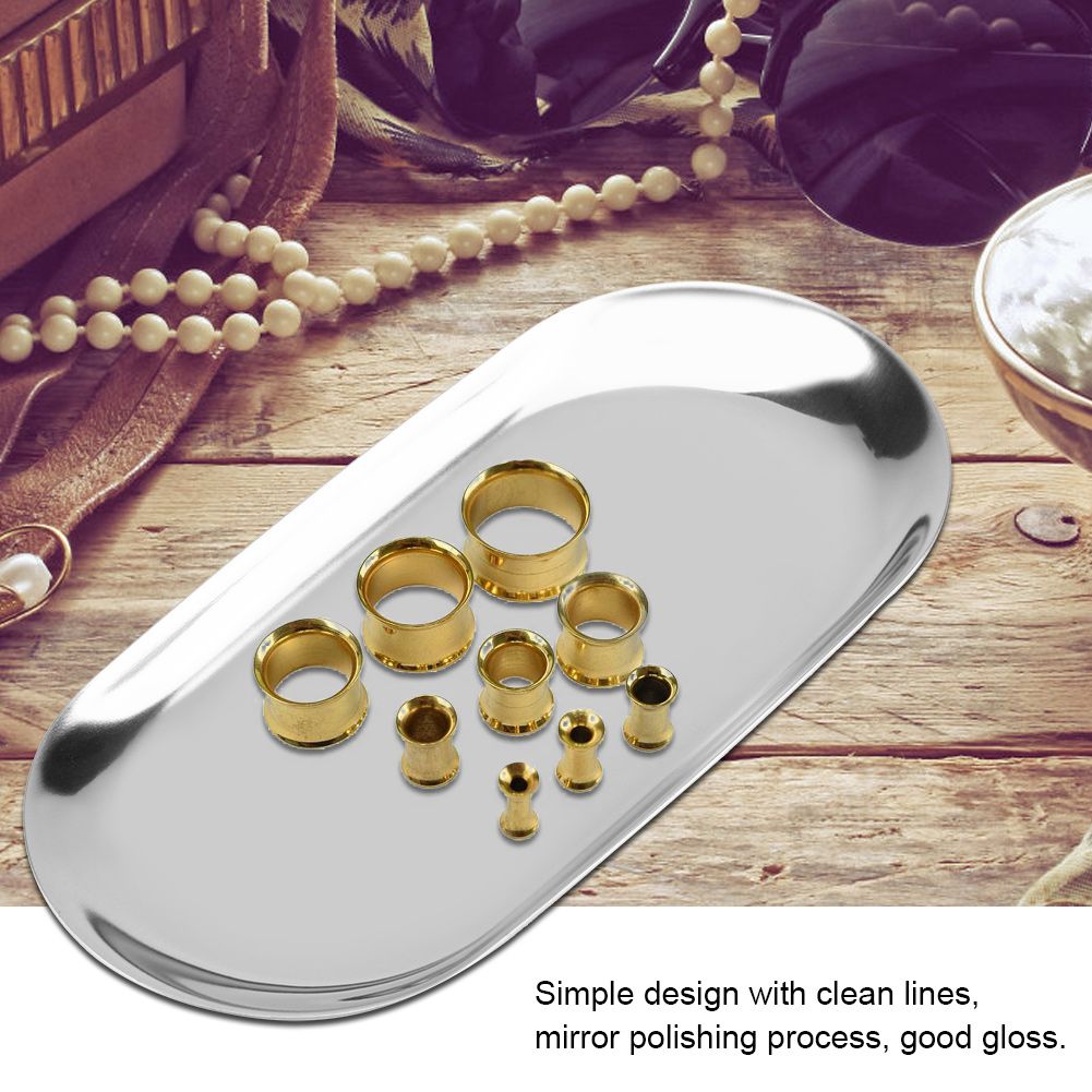Nordic Style Stainless Storage Tray Cosmetics Jewelry Cake Plate for Office Desks(Silver L) โ image 6