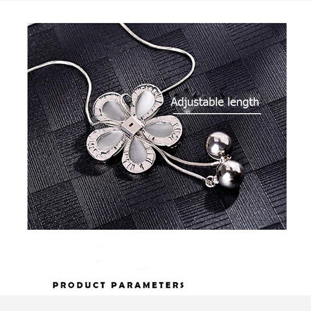 Crystal Flower Pendant Necklace Pretty Pearl Adjustable Long Sweater Necklace Fashion Jewelry for Women โ image 5