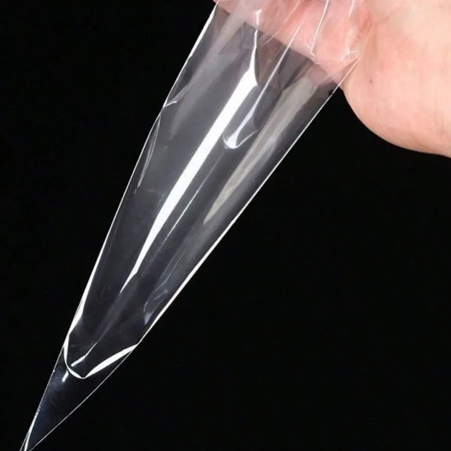 100Pcs Drawstring Cone Shaped Dessert Bags, Transparent Popcorn Candy Chocolate Pastry Storage Pouches 9 Inch โ image 4
