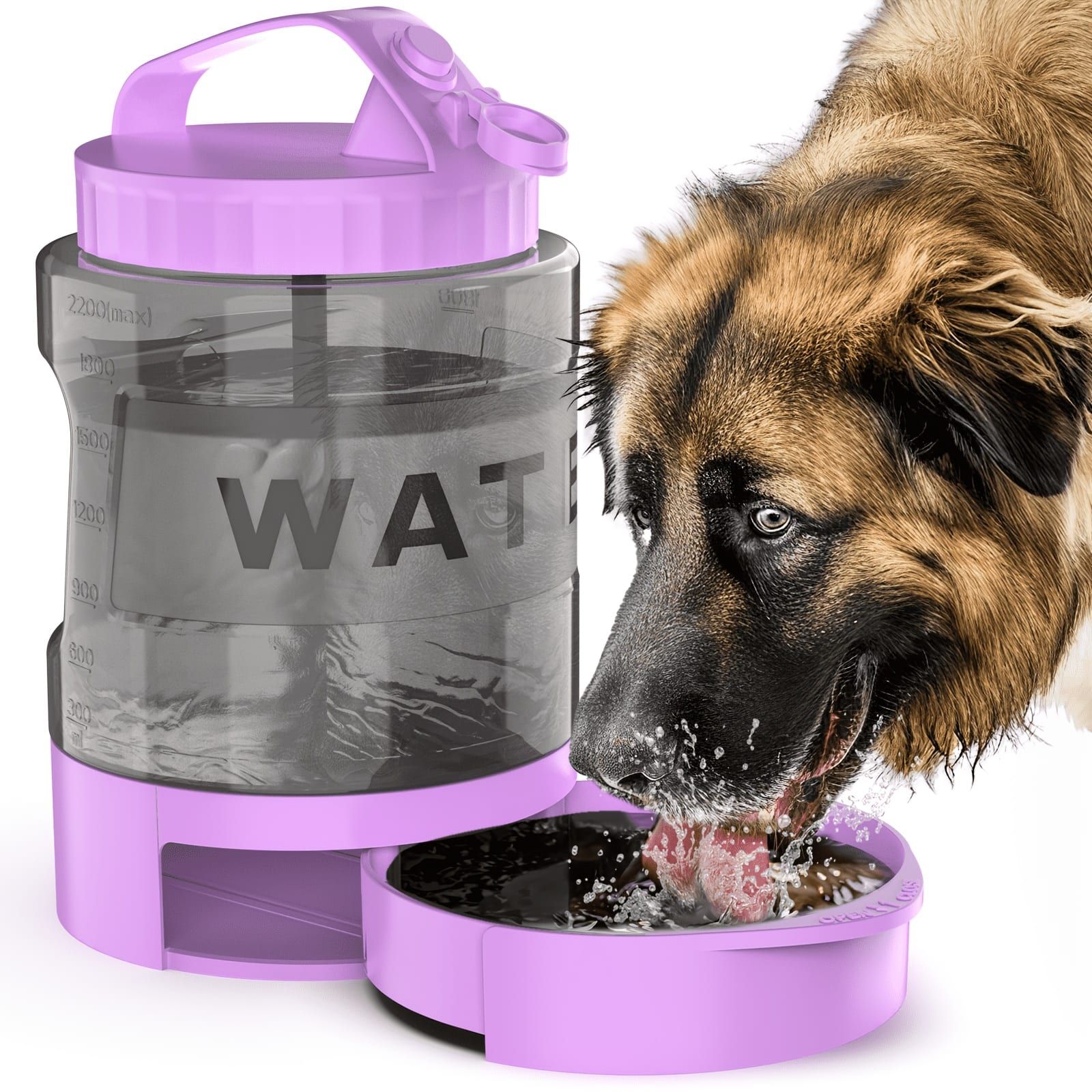 Portable Pet Water Bottle with Built-in Bowl – Leak-Proof, Large Capacity 77oz for Camping, Hiking, and Dog Park Adventures – Ideal for Small to Medium Breeds — image 2