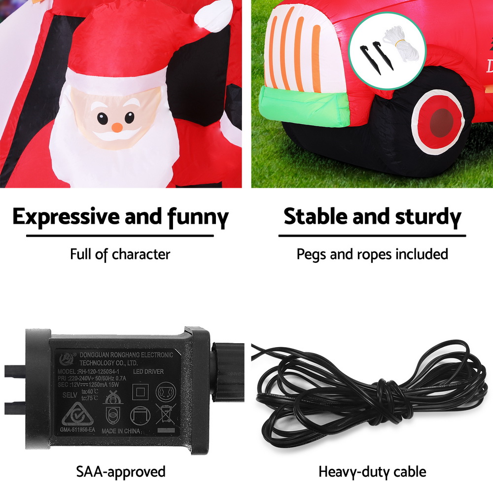 Jingle Jollys Christmas Inflatable Santa Truck 1.6M Height LED Decorations Illuminated โ image 6