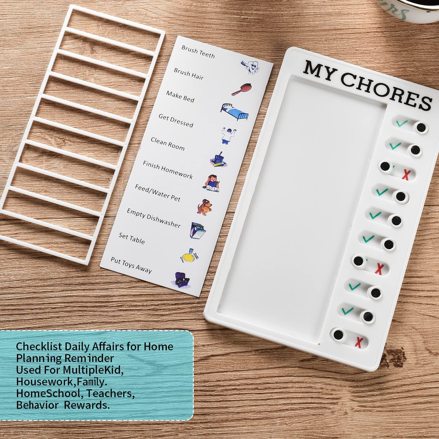 2 Pieces Chore Chart for Multiple Kids,Daily Chore Schedule for 2 Kids，Memo Checklist Plan Board Detachable Plastic — image 4
