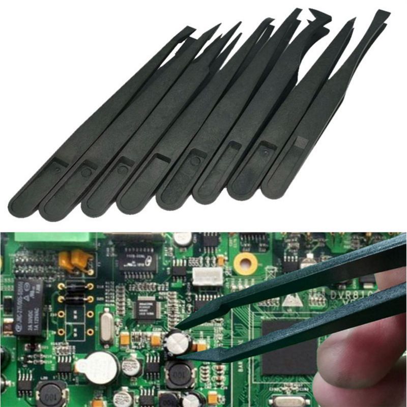 8Pcs Precision Plastic Tweezers, 4.5-4.8 Inch Anti-Static Tweezers Set with Curved and Straight Tips for Electronics Assembly โ image 2