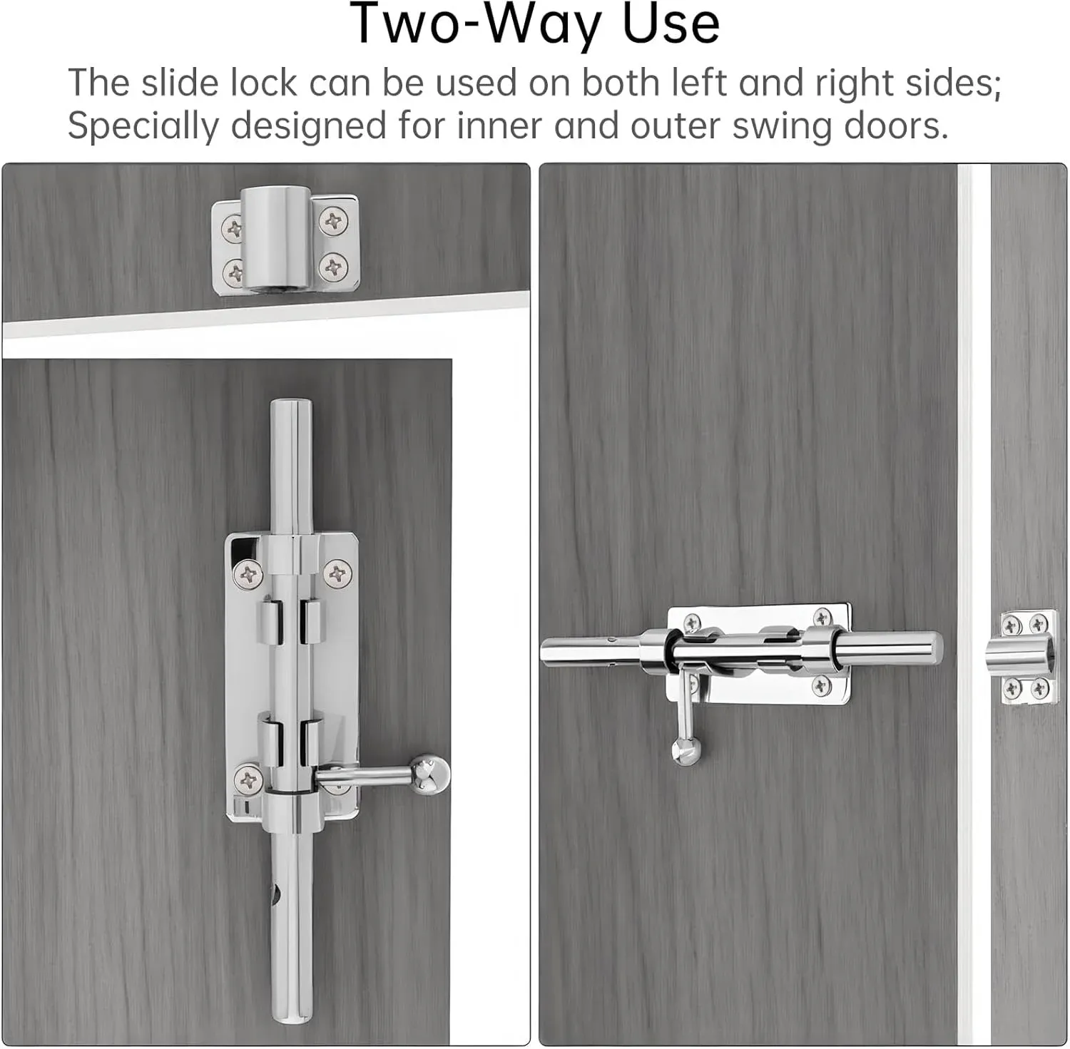 Barrel Bolt Door Latch 14 Inch 304 Stainless Steel Heavy Duty Slide Lock for Gate Barn Door with 8.5 mm Padlock Hole Silver โ image 4