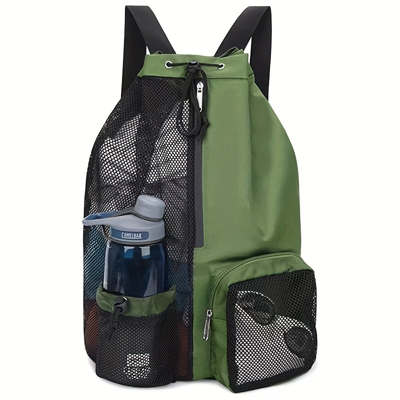 Mesh Drawstring Swim Backpack, Separate Waterproof Wet Pocket, Breathable Beach Gym Sack with Bottle Holder, Adjustable Straps for Swimming Cycling Yoga โ image 3