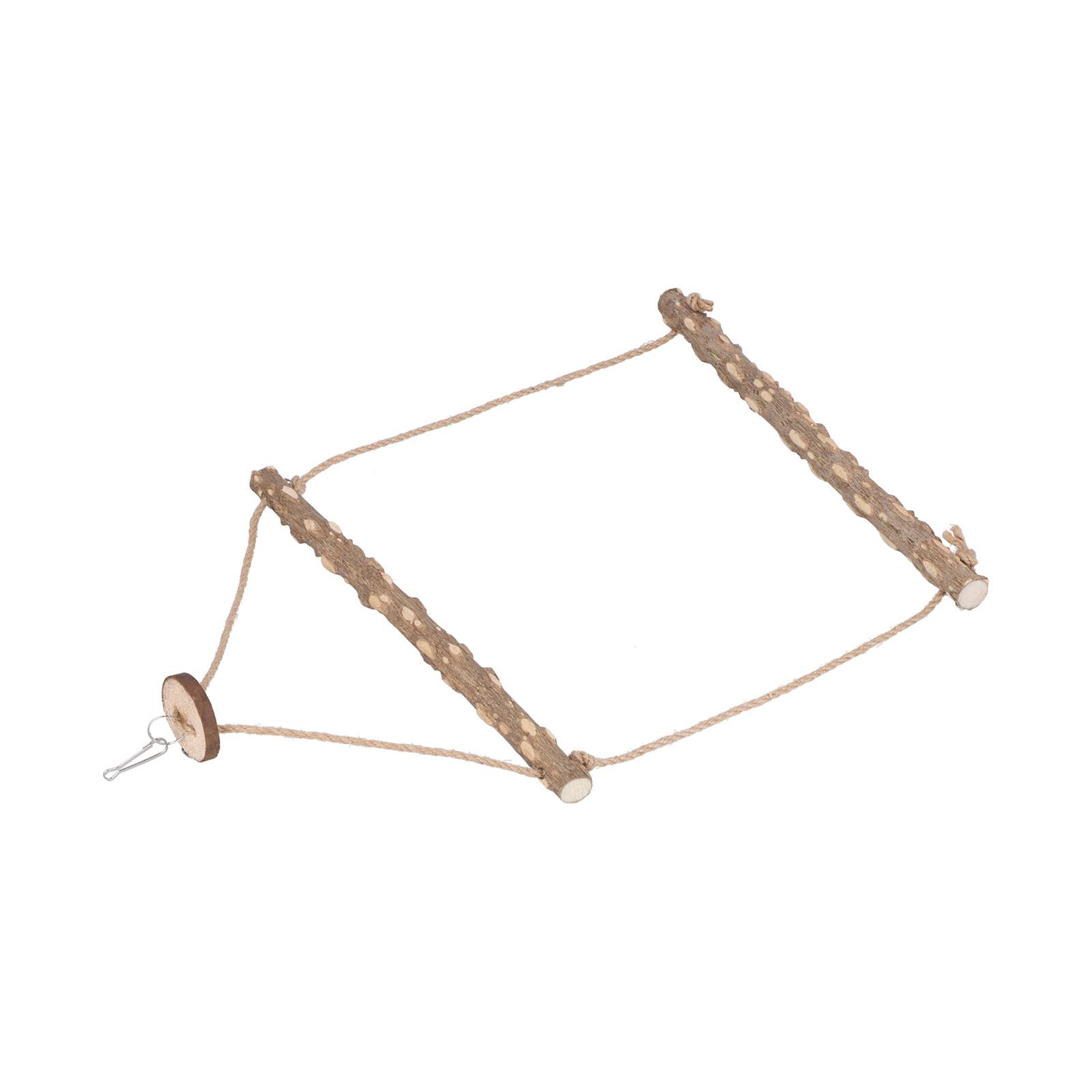Large Bird Cage Swing Natural Wooden Safe Hanging Birds Standing Chewing Toy for Parrots — image 3