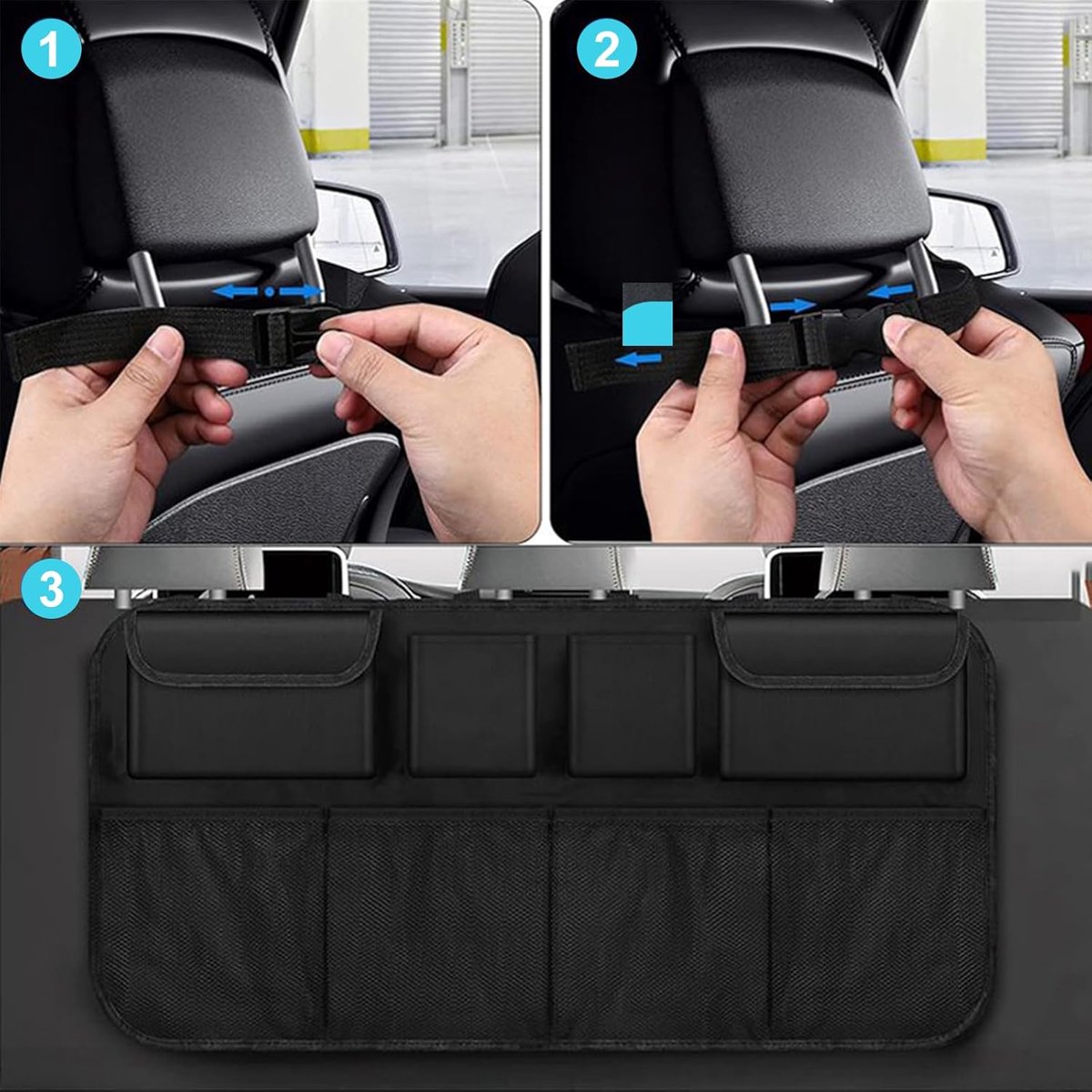 Car seat organizer - Organizer bag for the back seat - Car seat organi - Car organizer bag - 8 storage compartments - Storage accessories for the car interior — image 3