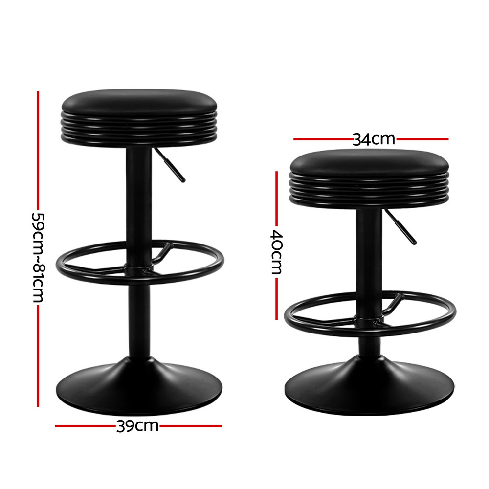 Artiss 4x Bar Stools Leather Padded Gas Lift Black — image 2