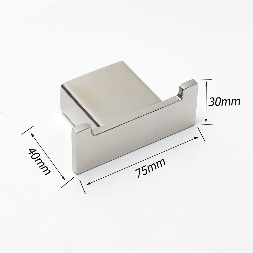 Chrome Square Robe Hook Clothes Towel Holder Bathroom Wall Mounted Hanger Kit — image 2