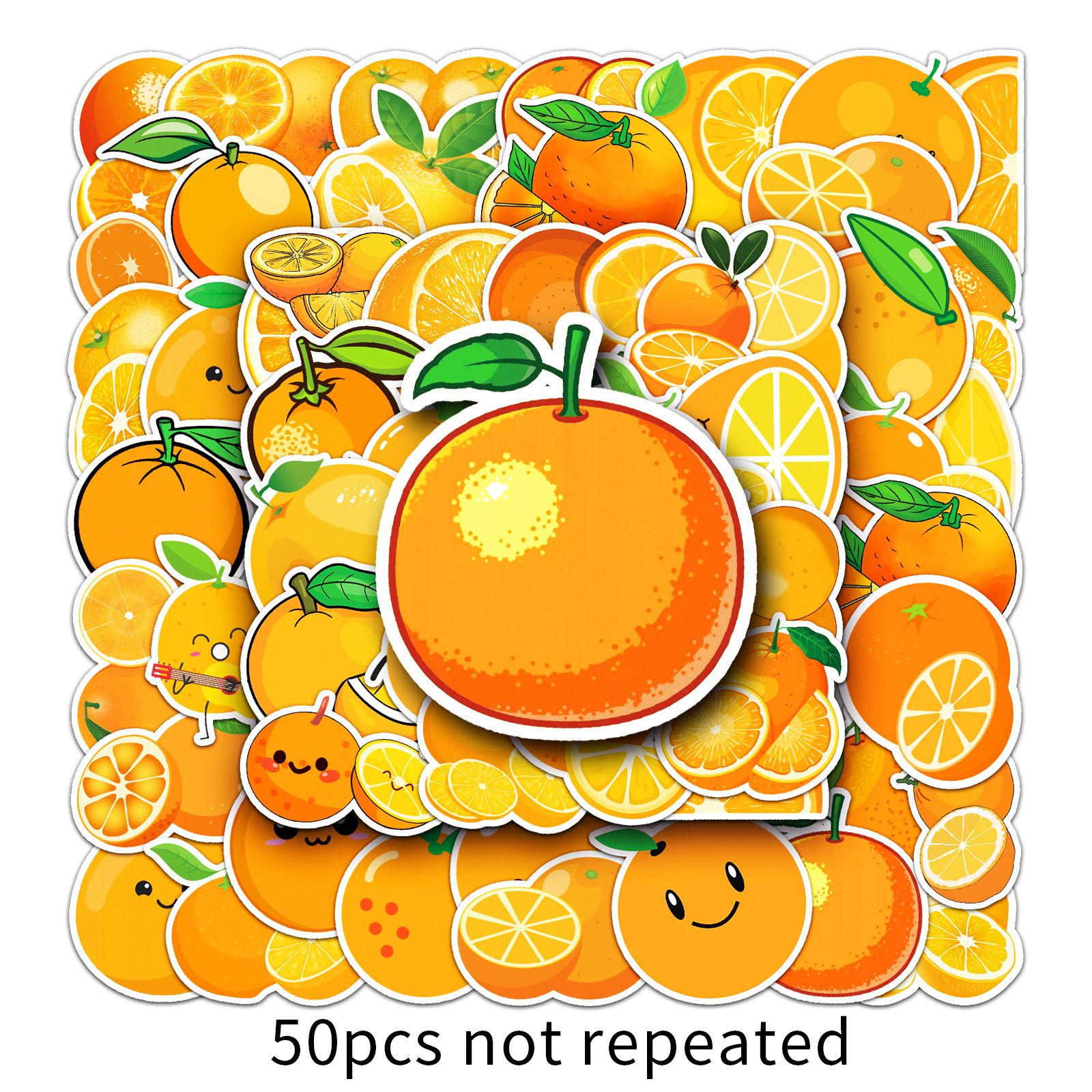 Orange Stickers |50Pcs Orange Waterproof Vinyl Decals for Water Bottles Laptop Luggage Cup Computer Mobile Phone Skateboard Guitar — image 5