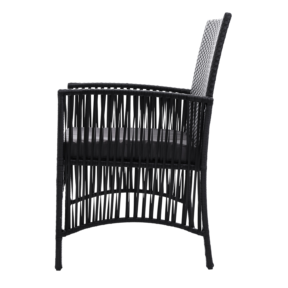 Gardeon 3PC Bistro Set Outdoor Furniture Rattan Table Chairs Cushion Patio Garden Lyra โ image 4