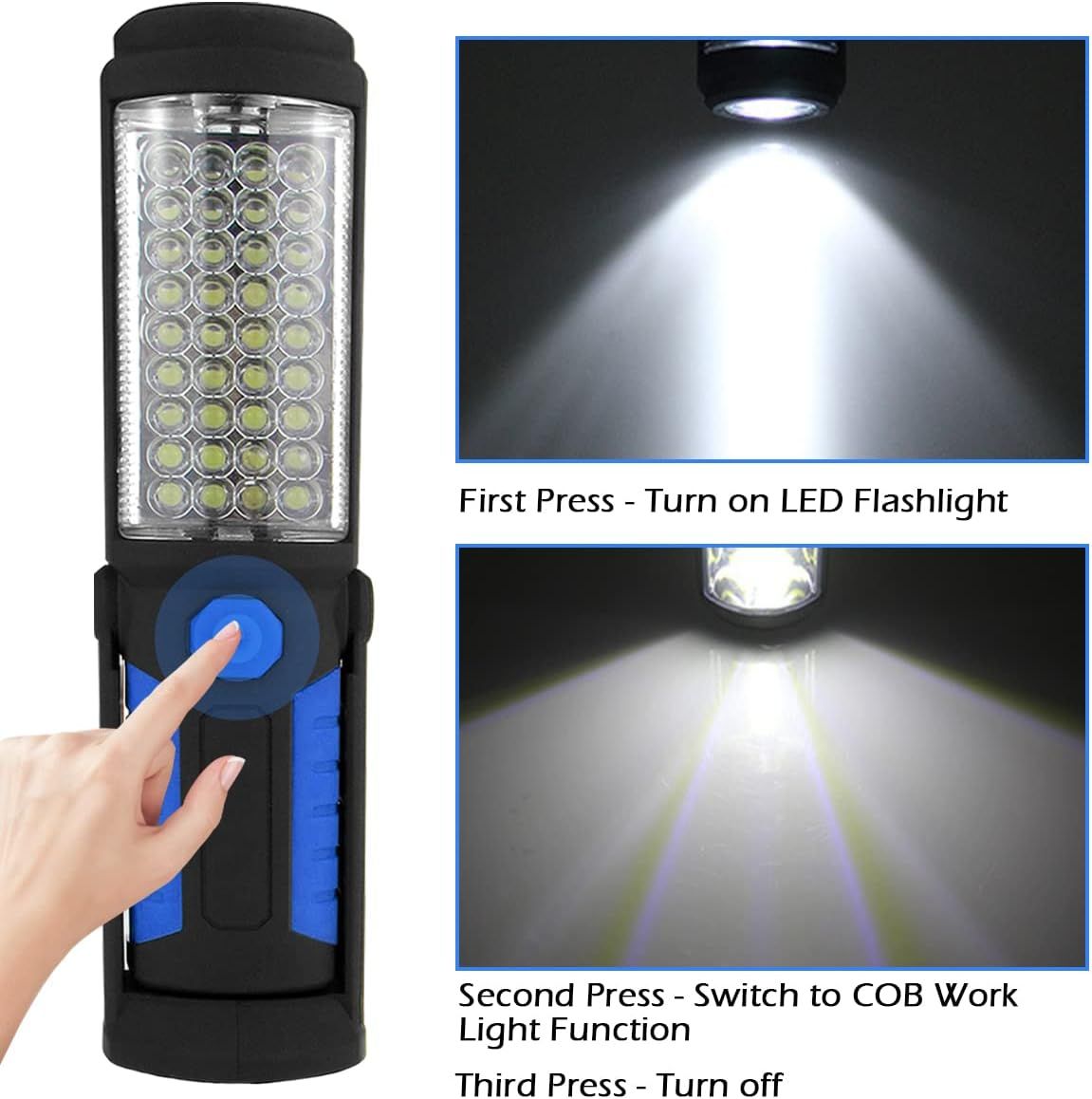 Multi-Function LED Work Light - USB Rechargeable Magnetic Flashlight with 360° Rotation, Waterproof Portable Lantern for Auto Repair, Camping & Emergency — image 4