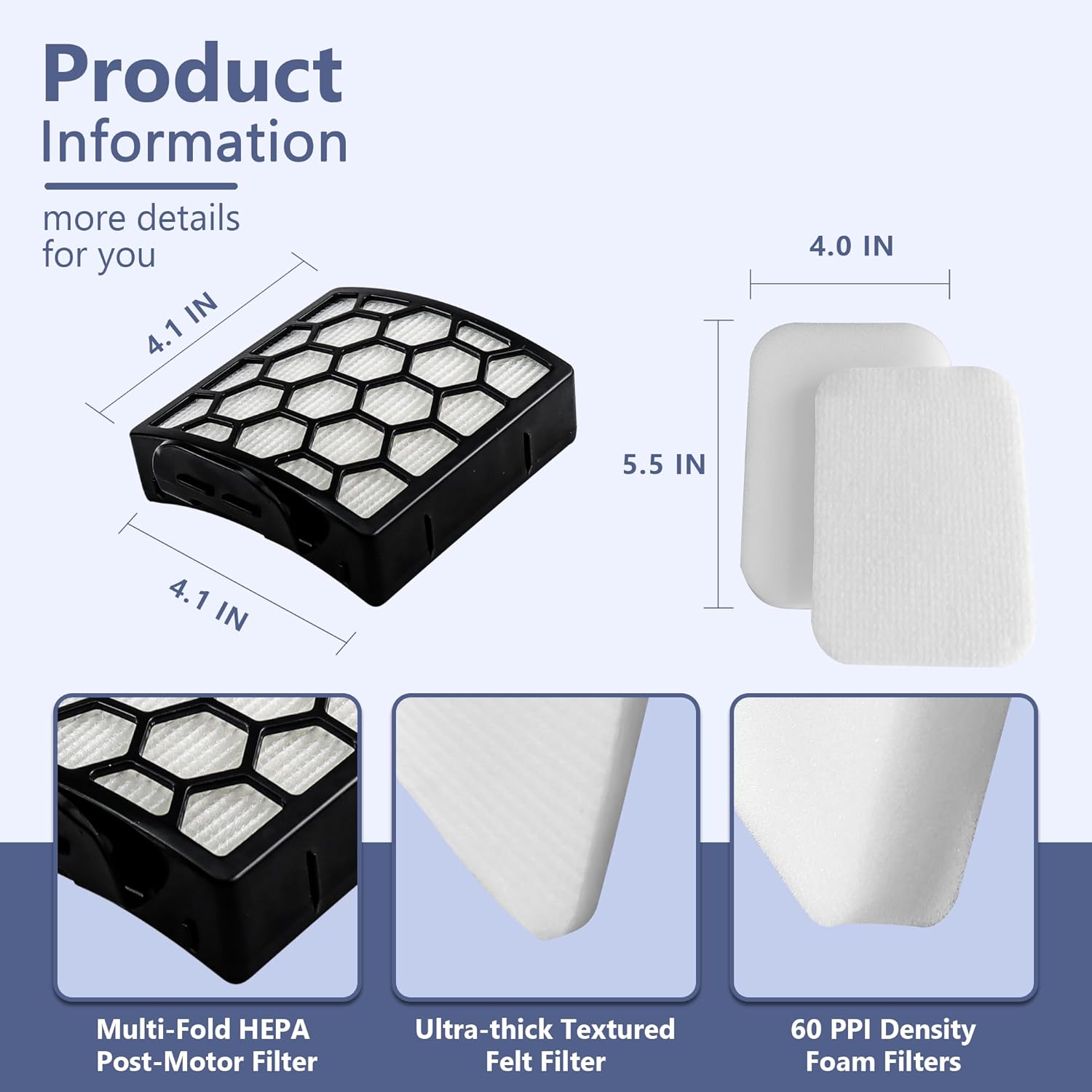 Vacuum Filter Replacement for Shark Pet ZU102 ZU100 Pet Pro ZU60 ZU62 Swivel Pro ZU51 NV151 NV150 CU50WM Pet Plus NV251 NV255 Navigator Rotator Upright Vacuum — image 5