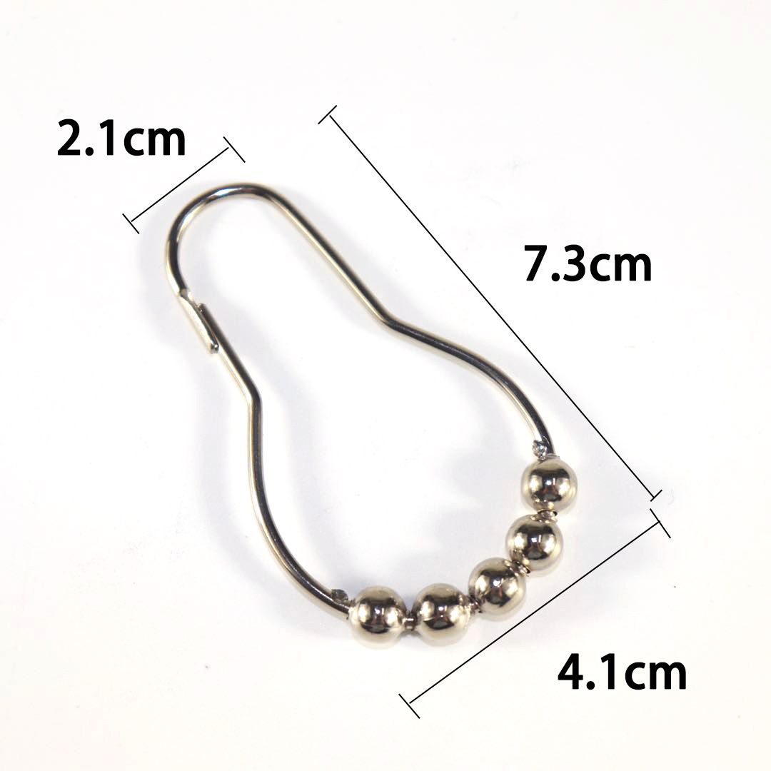 12-Pack Metal Shower Curtain Hooks with Five Beads Bathroom Curtain Hangers Decorative Bathroom Accessories Hanging Shower — image 5