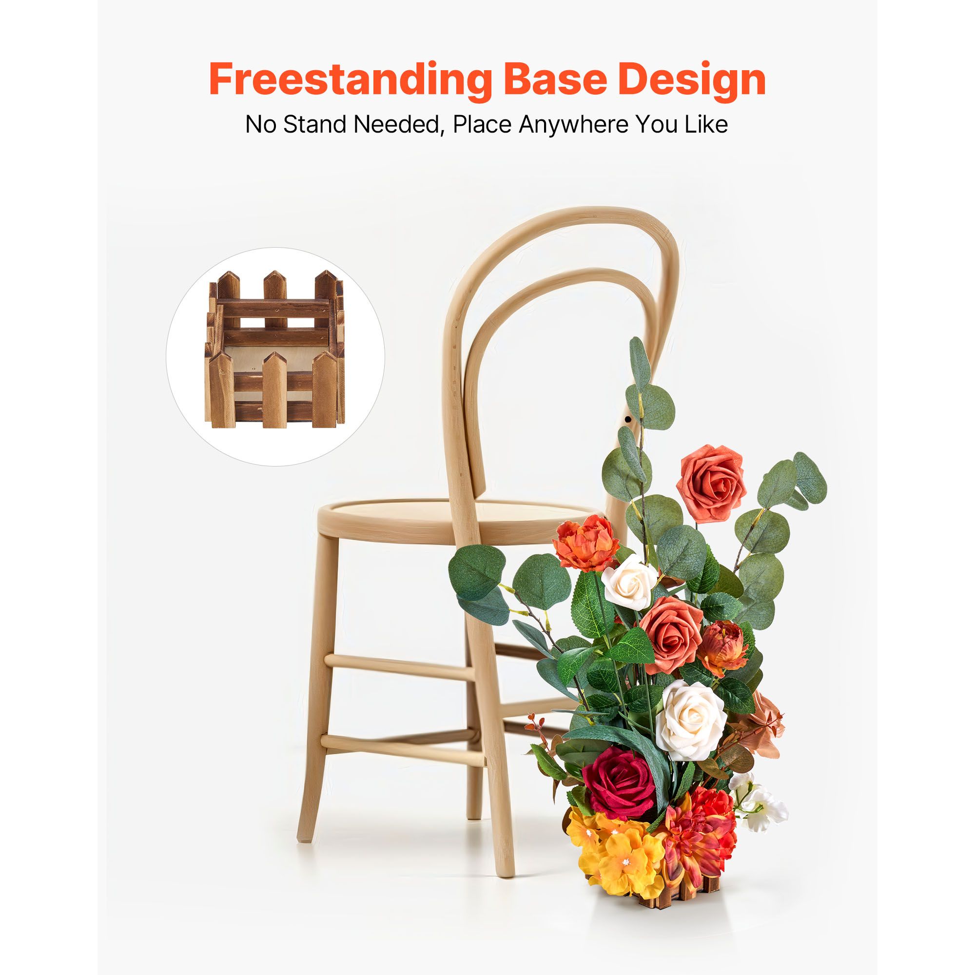 Standing Artificial Flowers Arrangements 4 PCS, 450 mm Tall Faux Flower Decorations for Wedding Aisle Runner Chair, Orange Floral Centerpieces for Ceremony — image 4