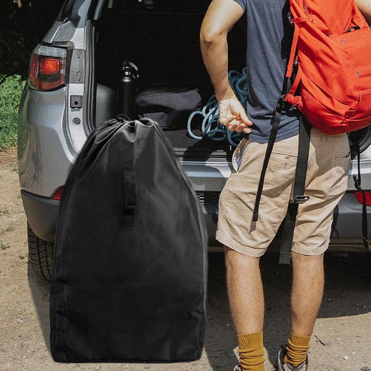 Travel Bag for Car Seat and Stroller, Transport Bag with Shoulder Strap, Waterproof, Convenient for Air Travel, 86 x 43 cm, Black — image 2