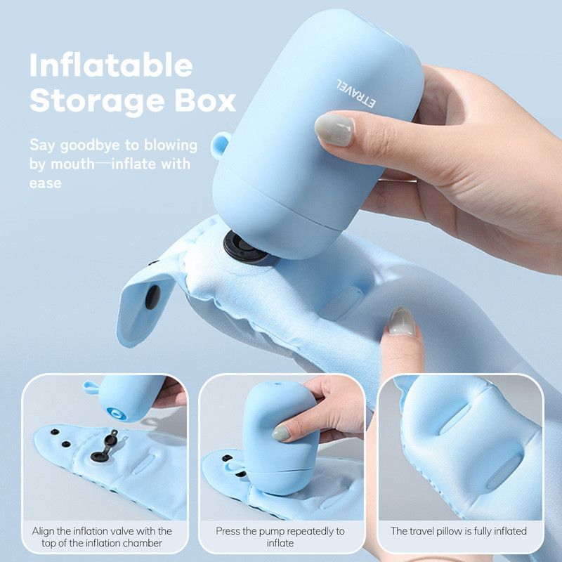 Portable Inflatable Travel Neck Pillow, Nap Pillow, Comfortable Neck Support for Long Trips, Easy to Pack for Business Trips and Travel, Foldable and Slim — image 4