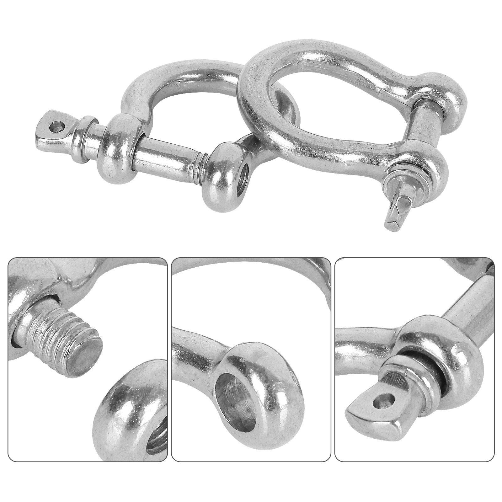 20 PCS Stainless Steel M6 Screw Shackle 1/4 Inch Chain Shackle Bow Shackle Clevis Heavy Duty Screw Pin Shackle for Anchor — image 2