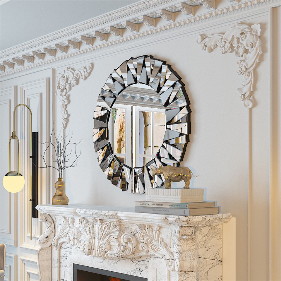 Silver Sunburst Round Wall Mirror — image 4