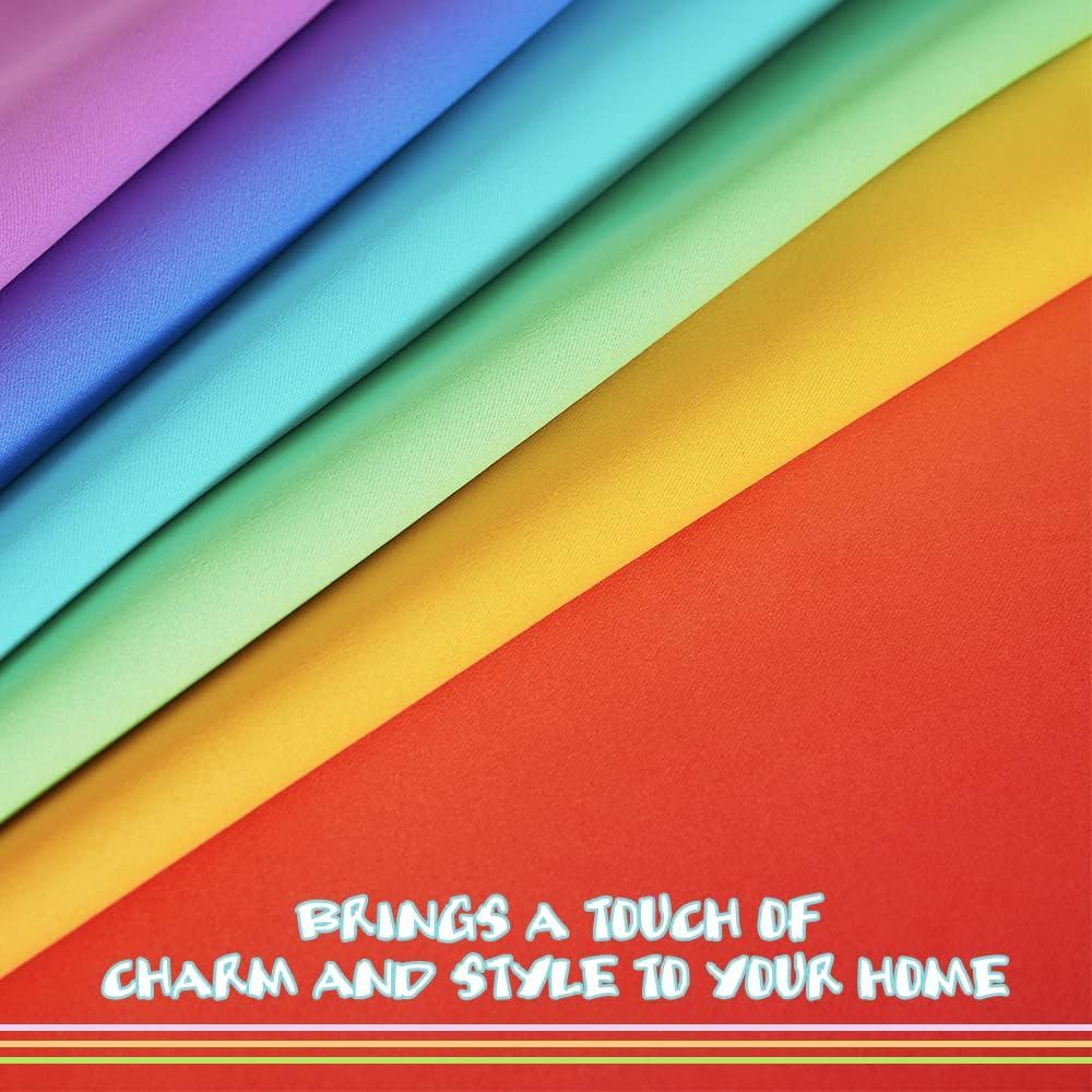 2 Pack Rainbow Blackout Kitchen Curtains, Colourful Window Drapes for Bedroom, Nursery and Girls Room, Rainbow, 132 x 114 cm — image 4