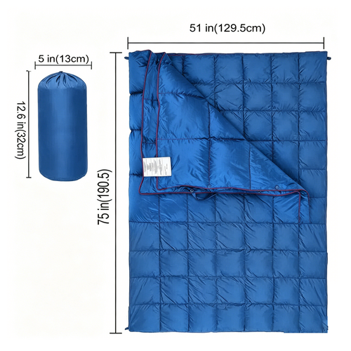 Down Camping Blanket Camping Hiking Puffy down Blanket Packable Lightweight Blue — image 4