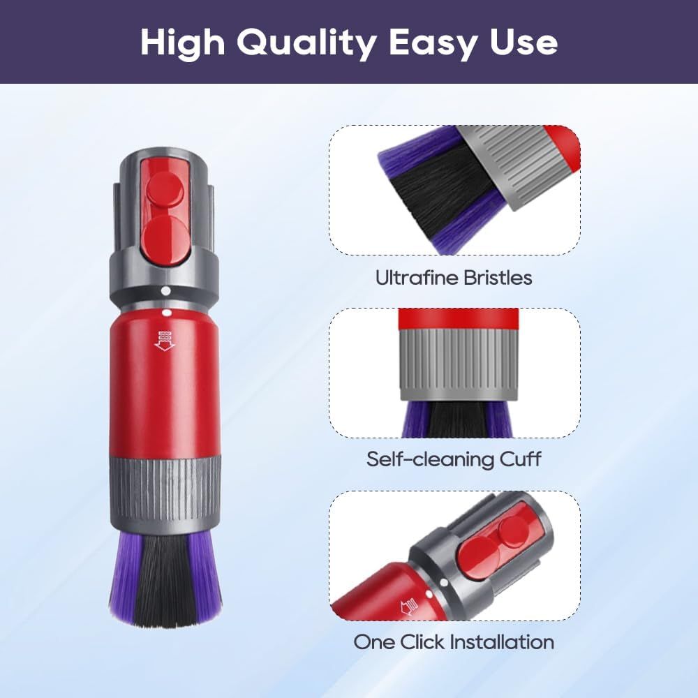 Traceless Scratch-ree Dusting Brush Compatible with Dyson V7 V8 V10 V11 V12 V15 Gen5 detect and Gen5 outsize Vacuum Cleaners, Handy Sel-cleaning Sot Bristles — image 5